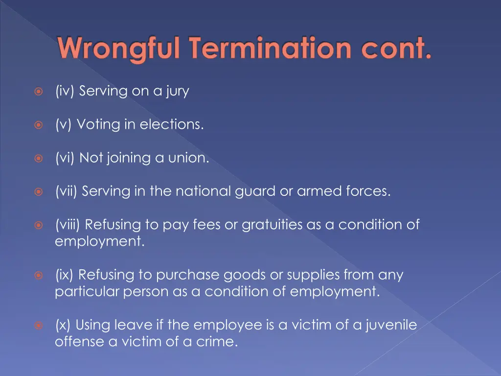 wrongful termination cont