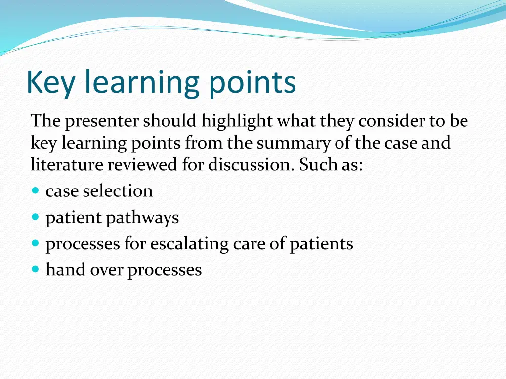 key learning points
