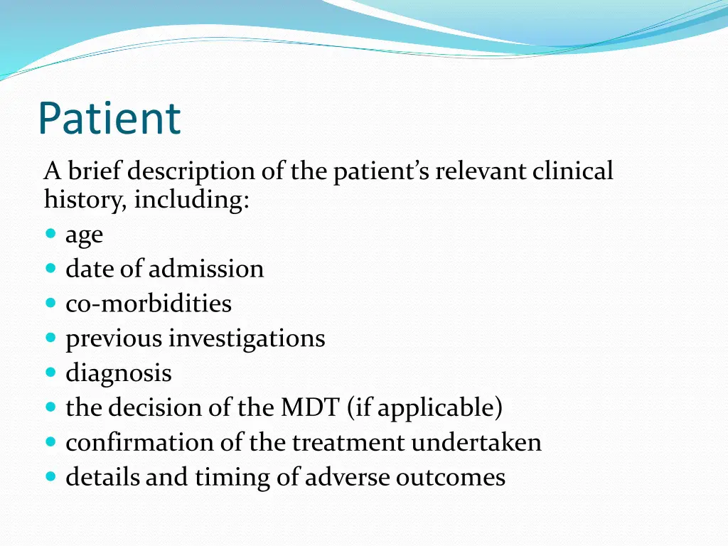 patient a brief description of the patient