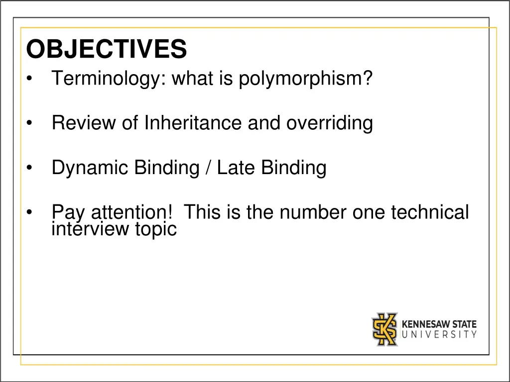 objectives terminology what is polymorphism