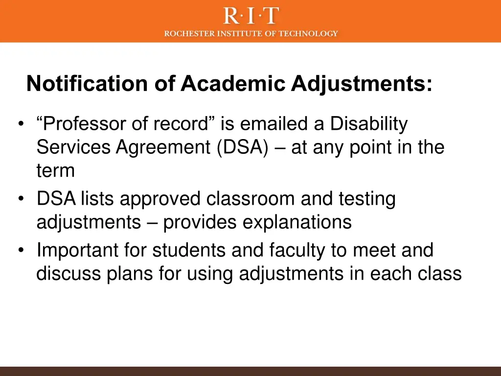 notification of academic adjustments
