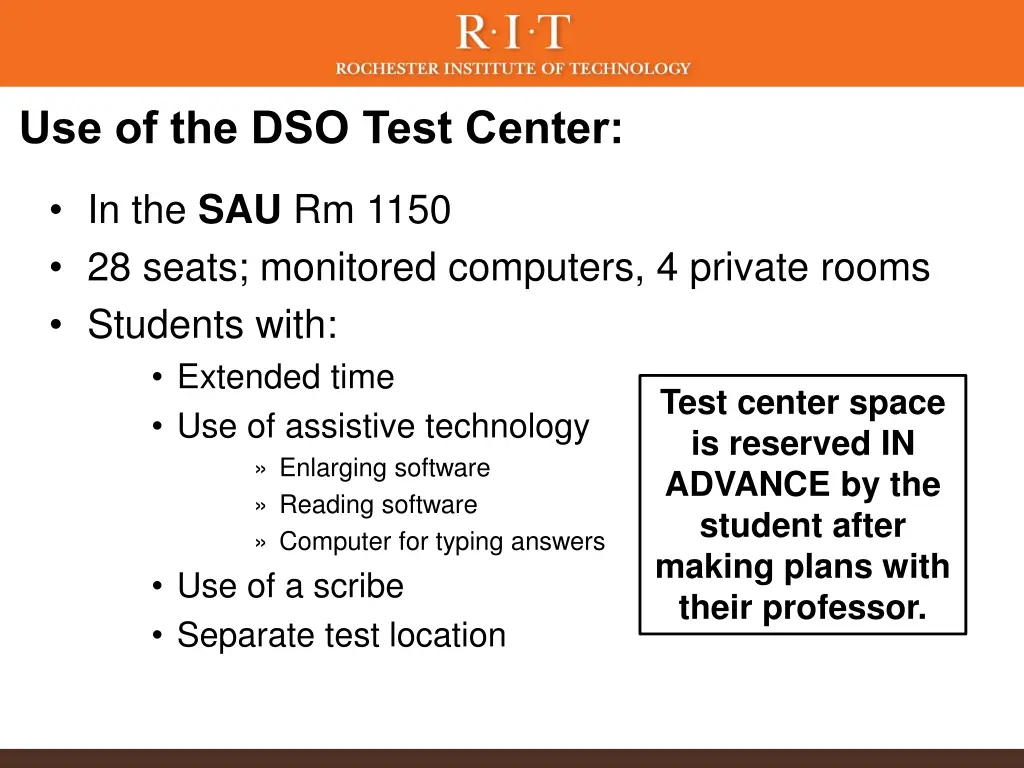 use of the dso test center