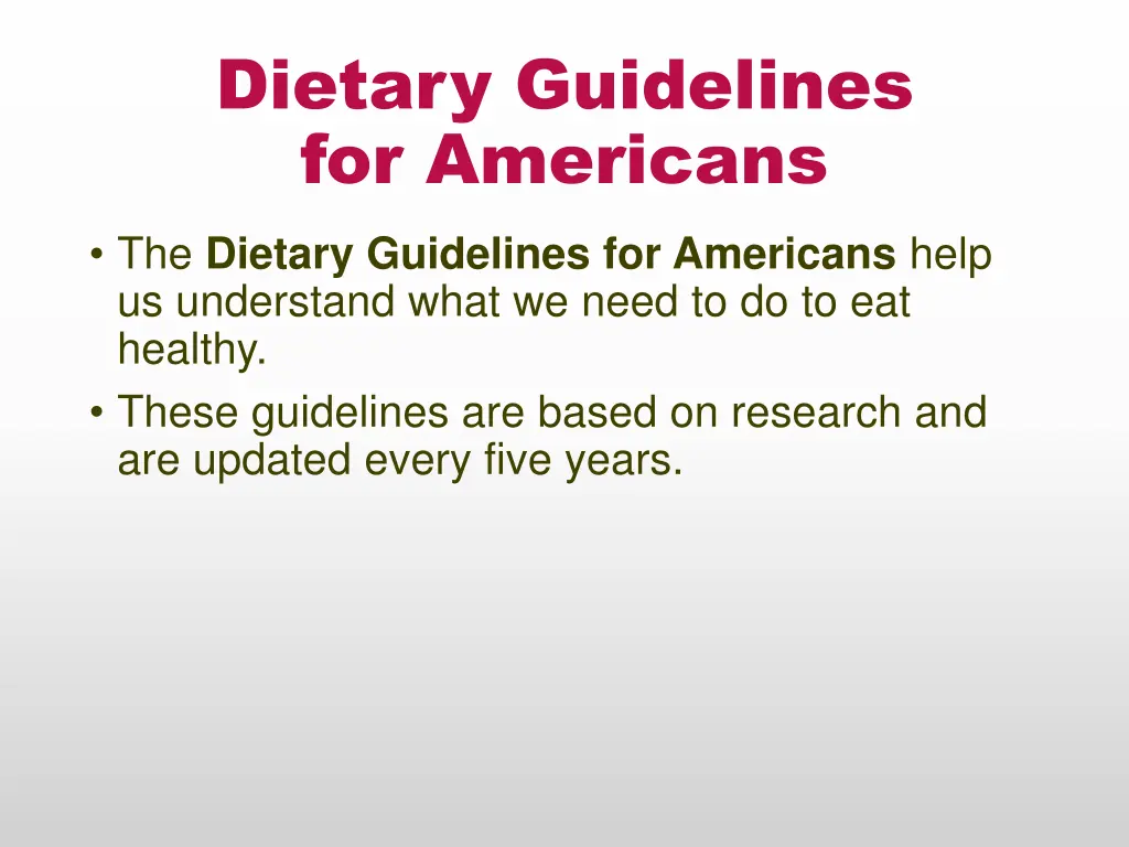 dietary guidelines for americans