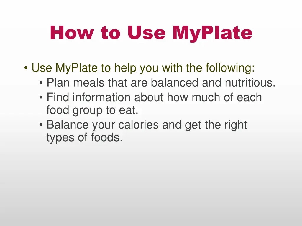 how to use myplate