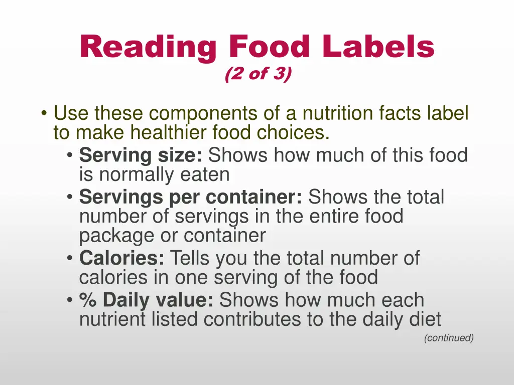 reading food labels 2 of 3