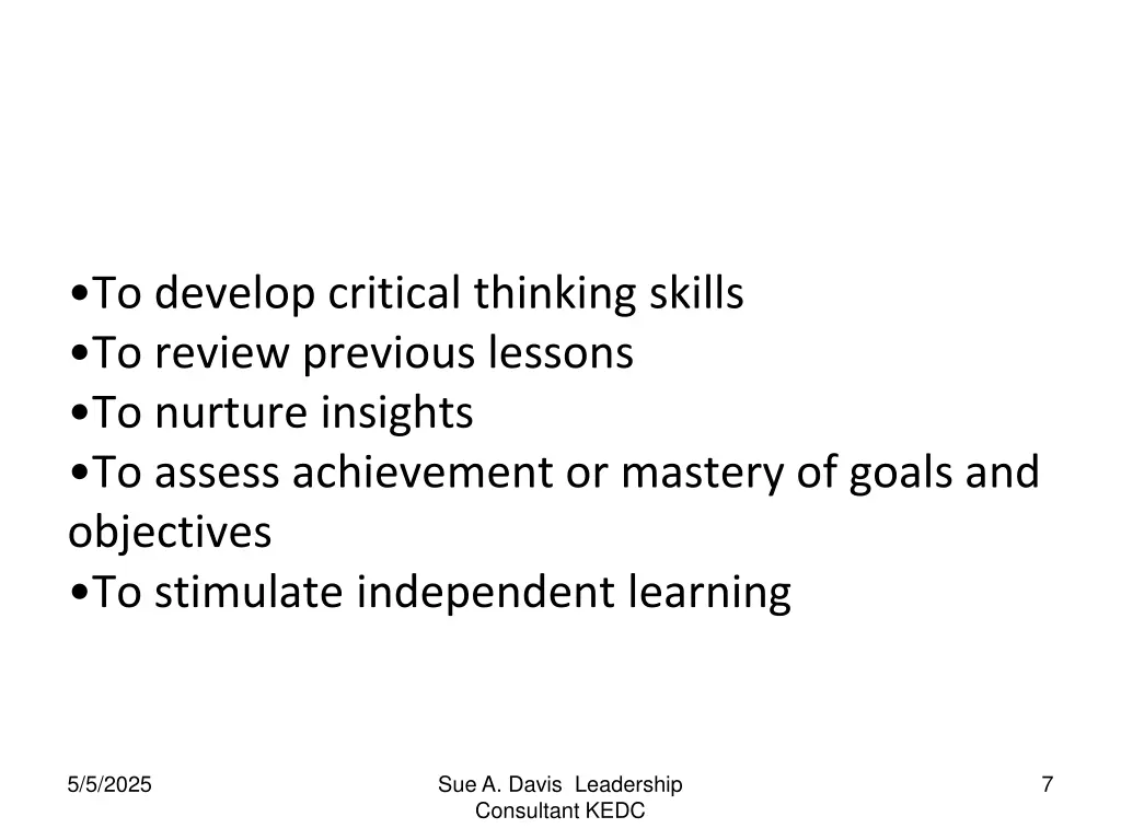 to develop critical thinking skills to review