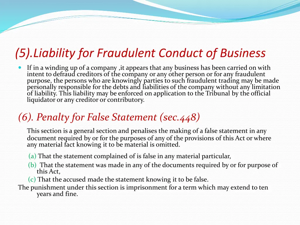 5 liability for fraudulent conduct of business