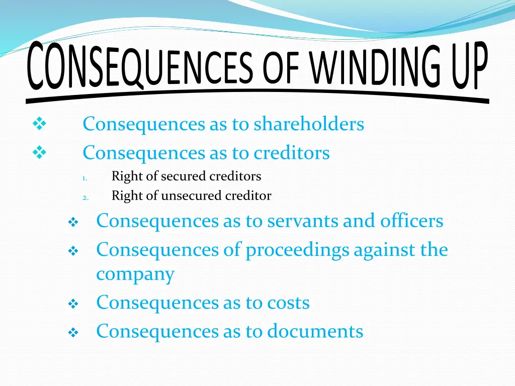 consequences of winding up