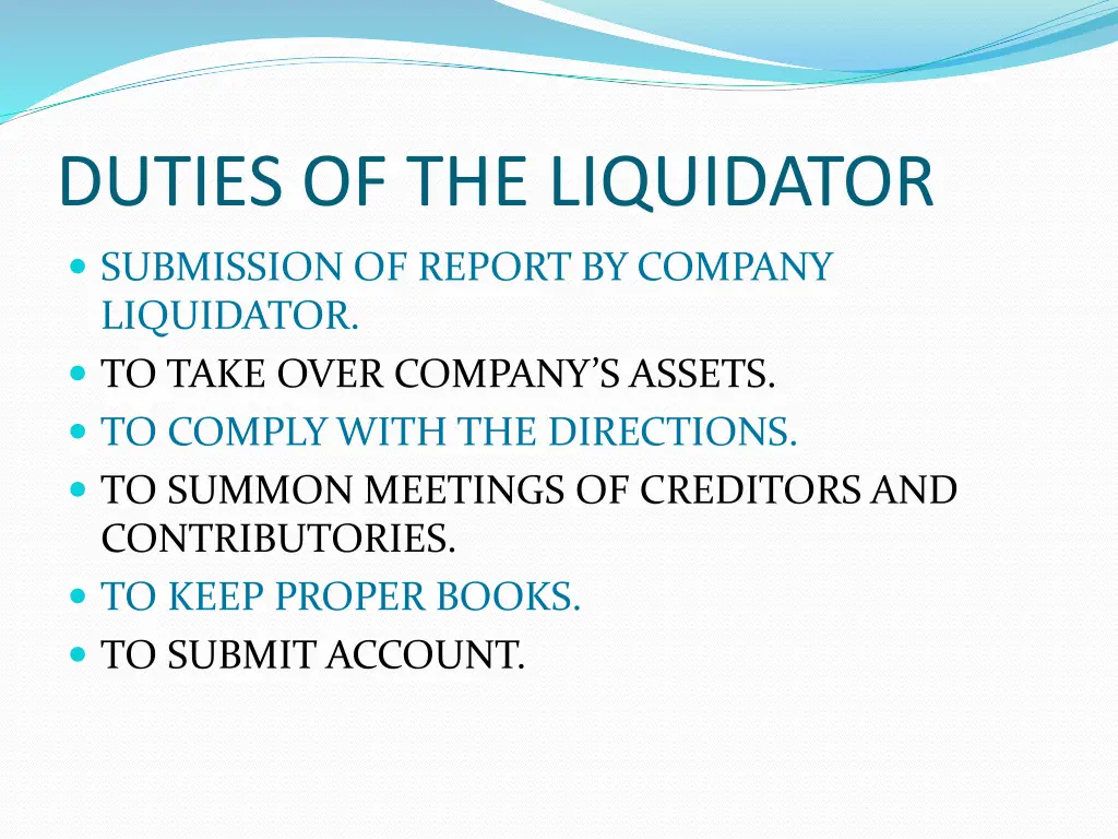 duties of the liquidator