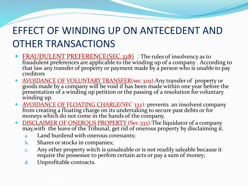 effect of winding up on antecedent and other