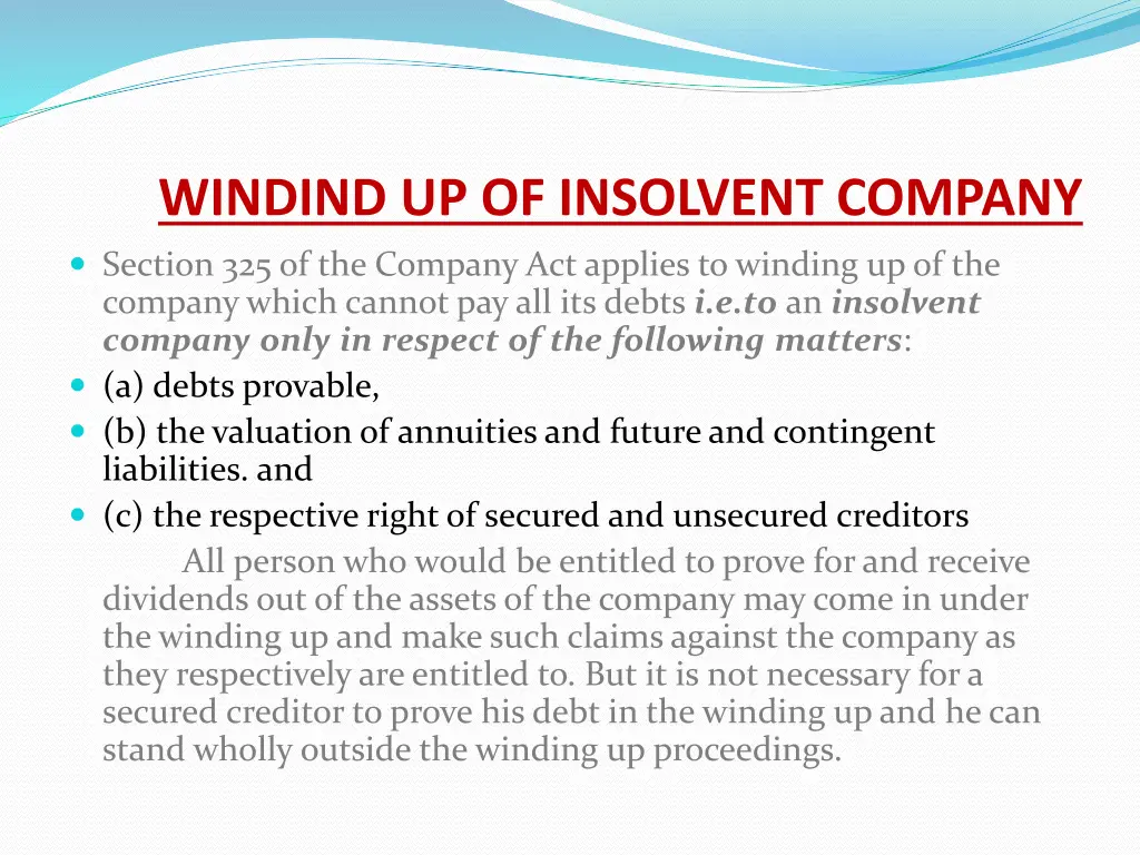 windind up of insolvent company