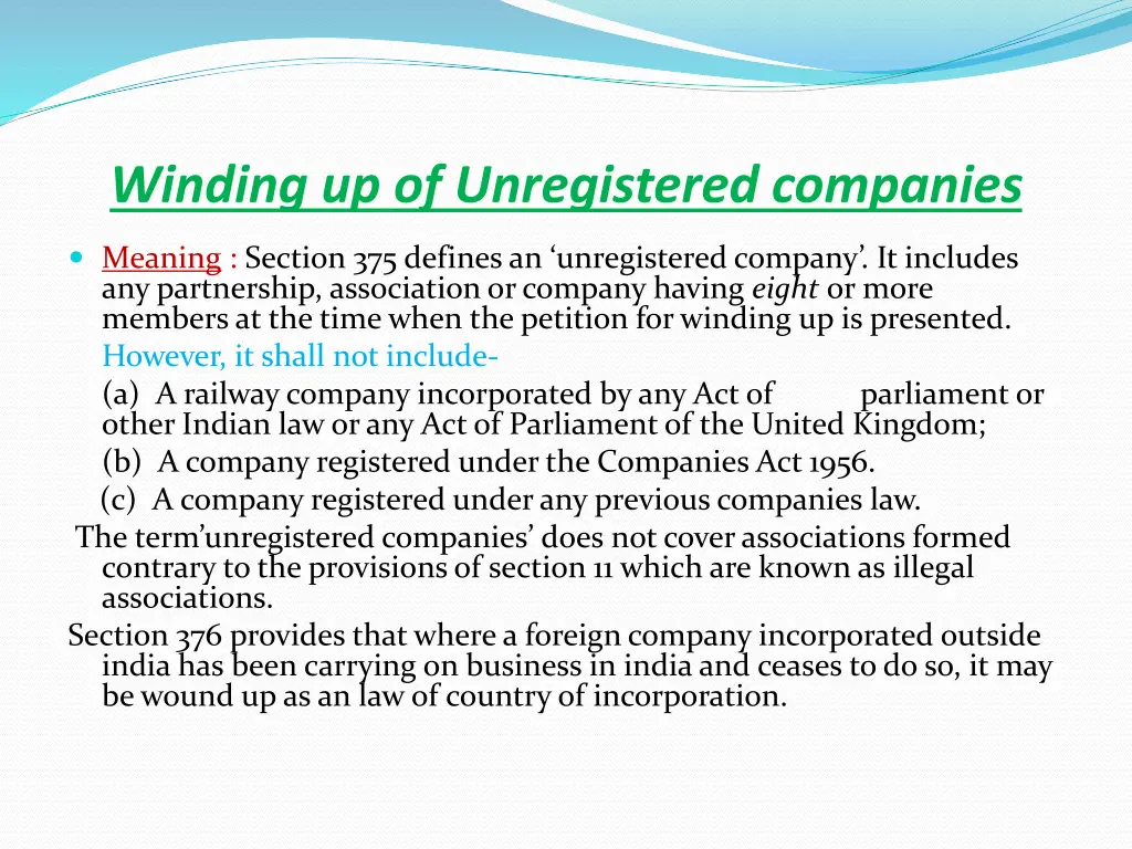 winding up of unregistered companies