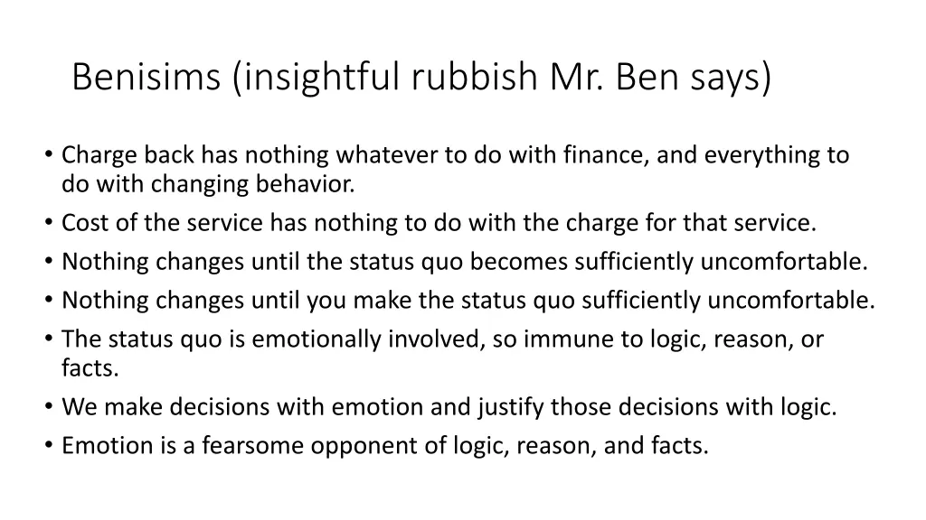 benisims insightful rubbish mr ben says