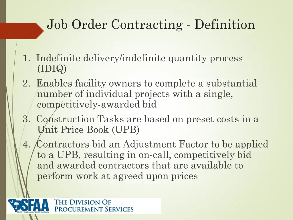 job order contracting definition