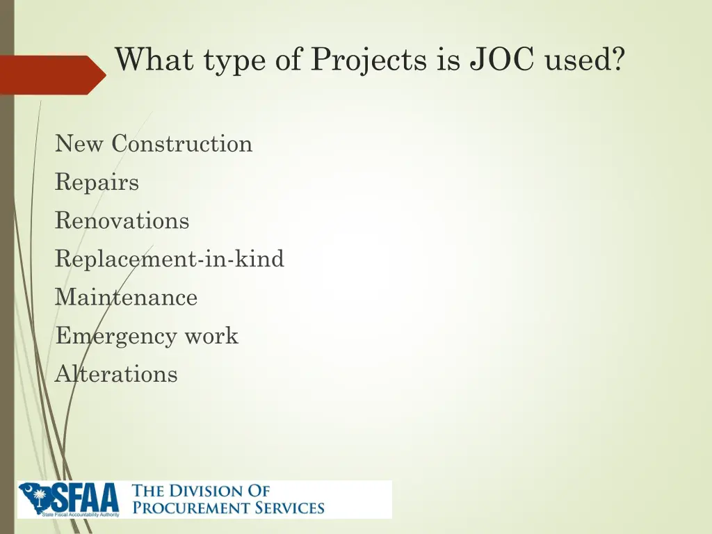 what type of projects is joc used