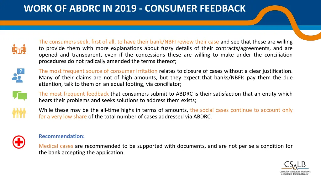 work of abdrc in 2019 consumer feedback