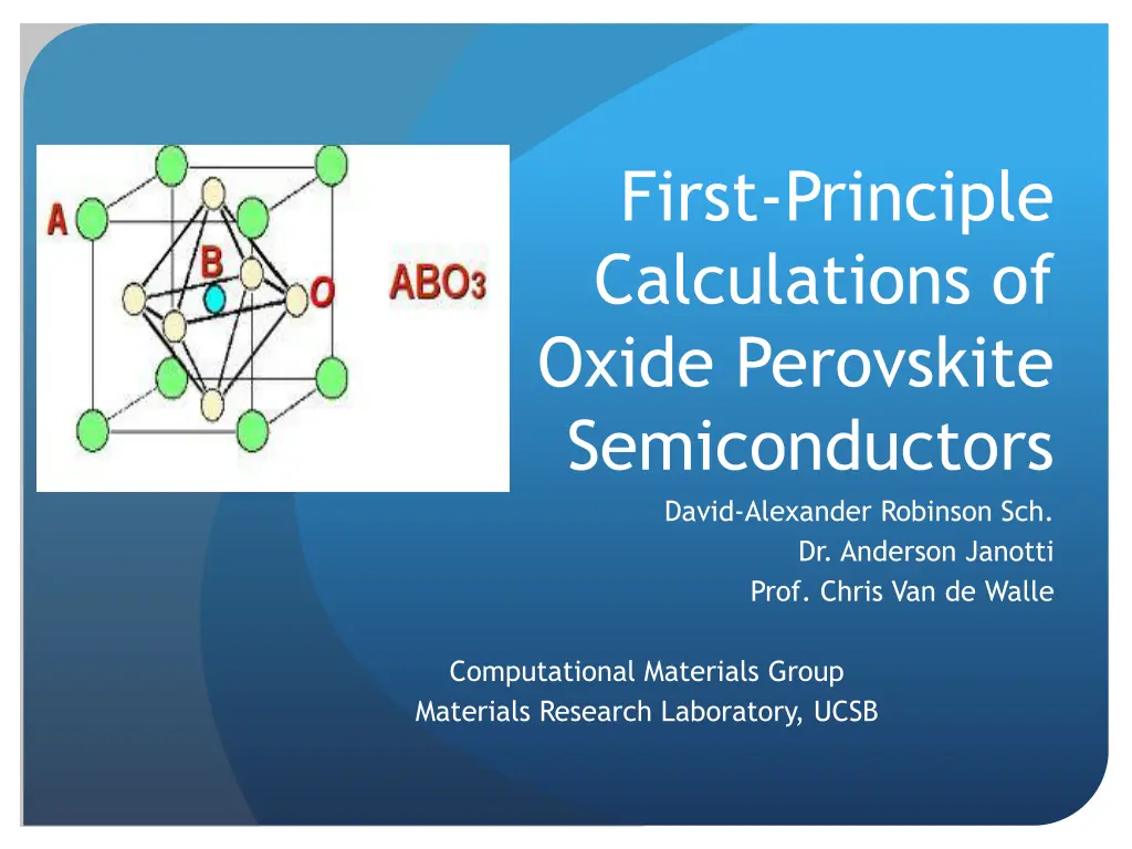 first principle calculations of oxide perovskite