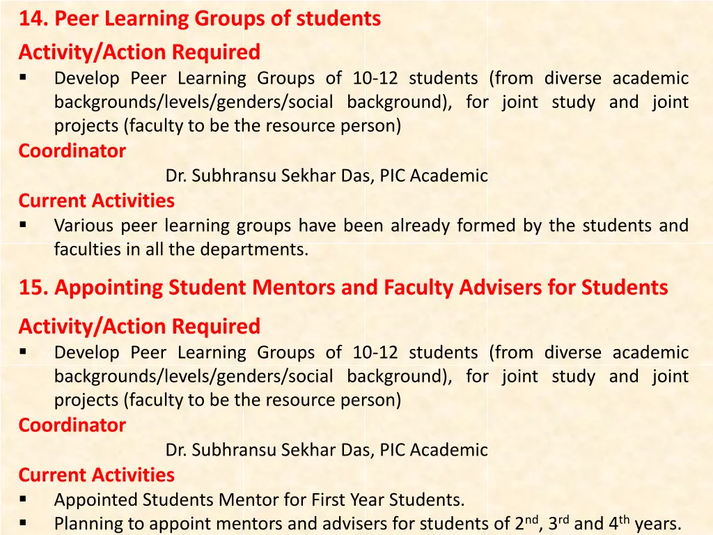 14 peer learning groups of students activity
