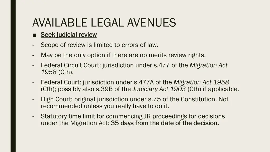 available legal avenues seek judicial review seek