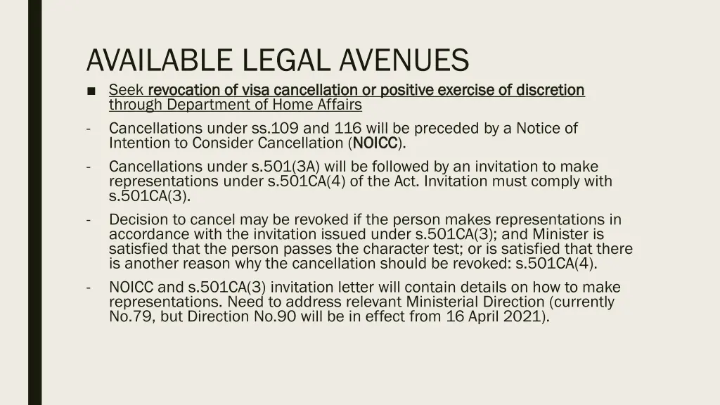 available legal avenues seek revocation of visa