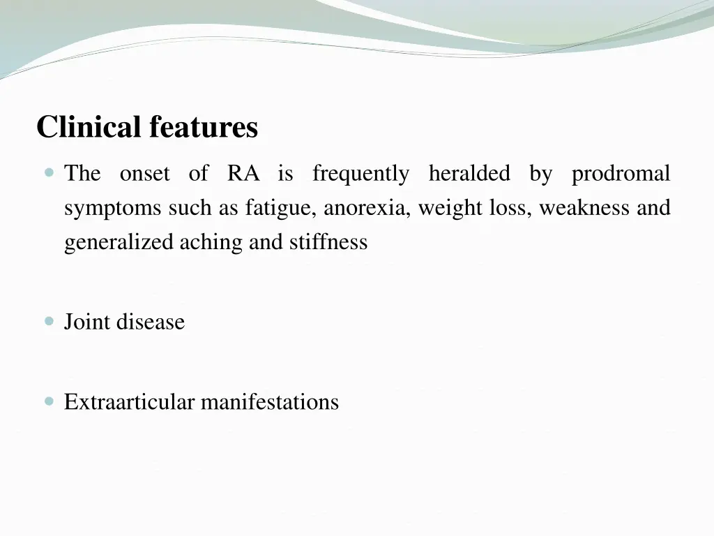 clinical features