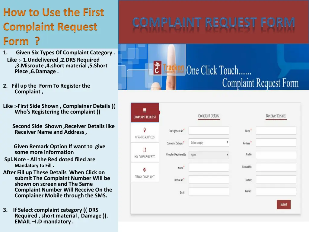 how to use the first complaint request form
