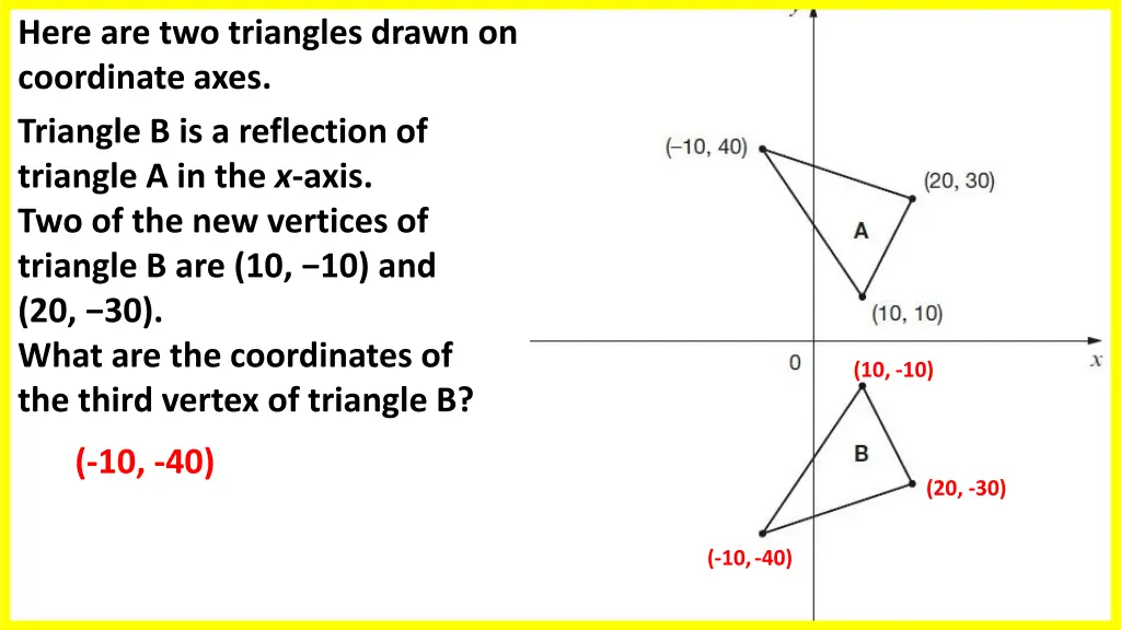 here are two triangles drawn on coordinate axes