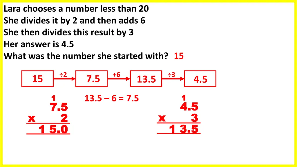 lara chooses a number less than 20 she divides