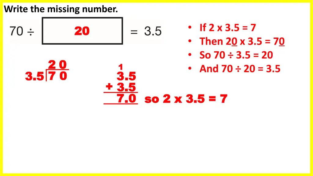 write the missing number