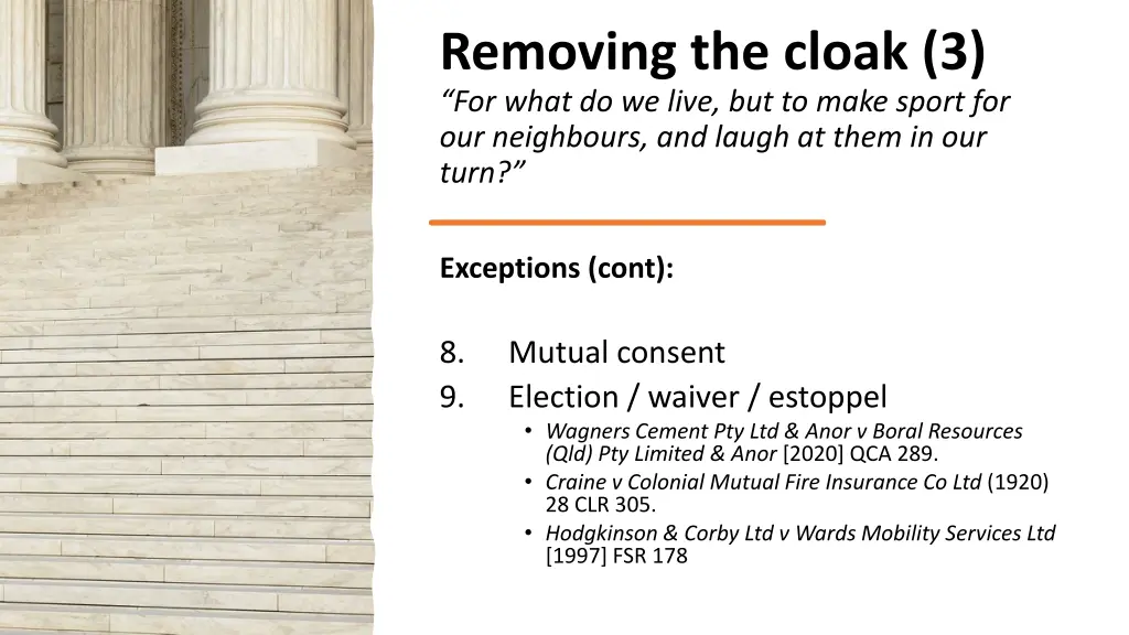 removing the cloak 3 for what do we live
