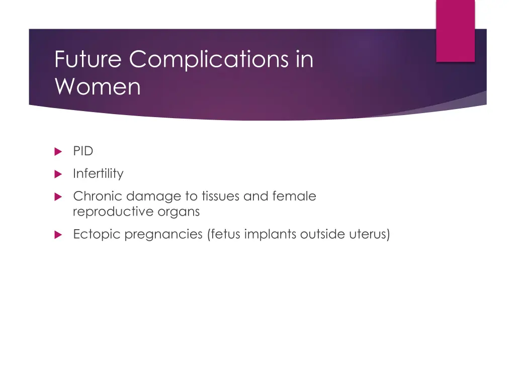 future complications in women