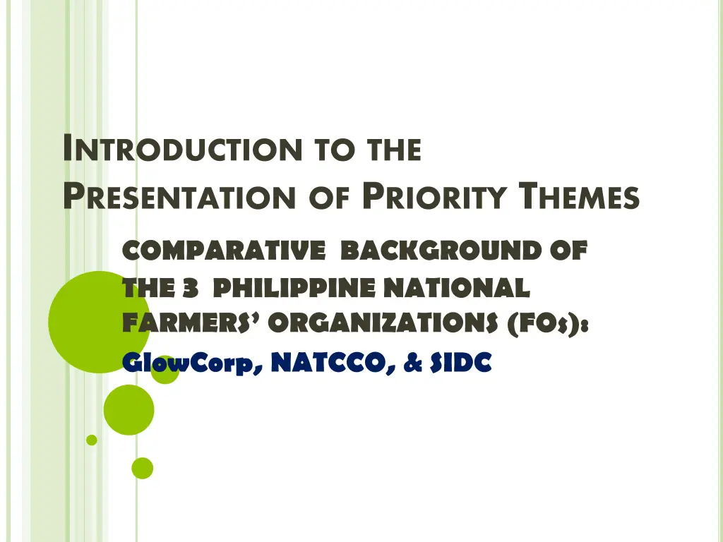 i ntroduction to the p resentation of p riority