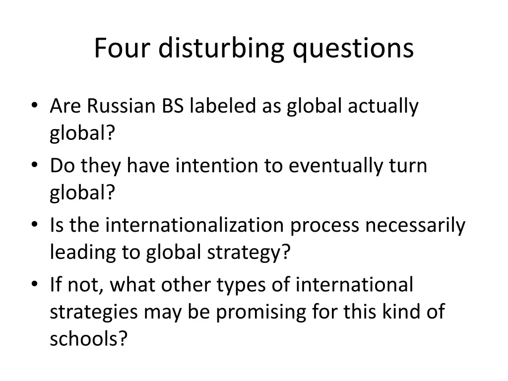 four disturbing questions