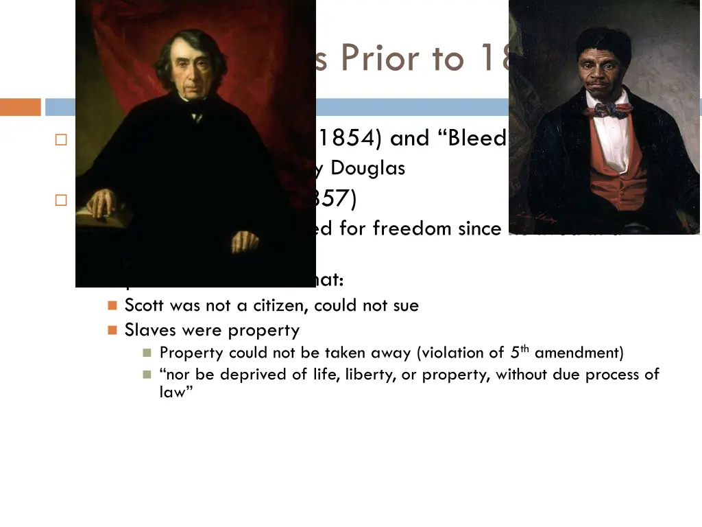 key events prior to 1858