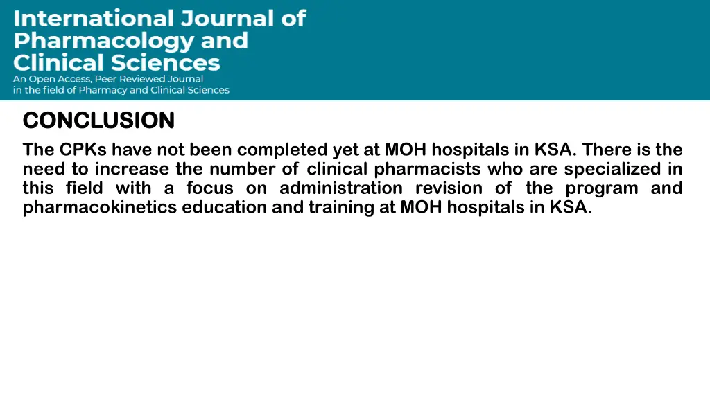 conclusion conclusion the cpks have not been