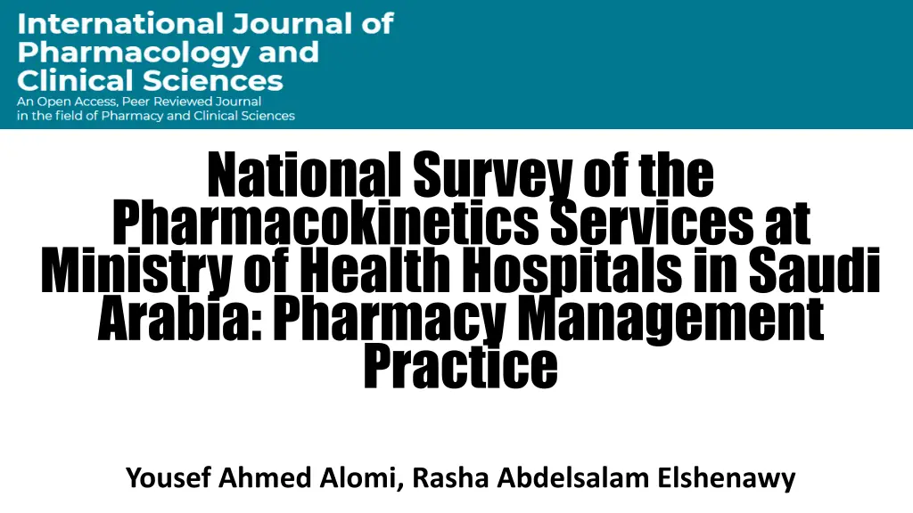 national survey of the pharmacokinetics services