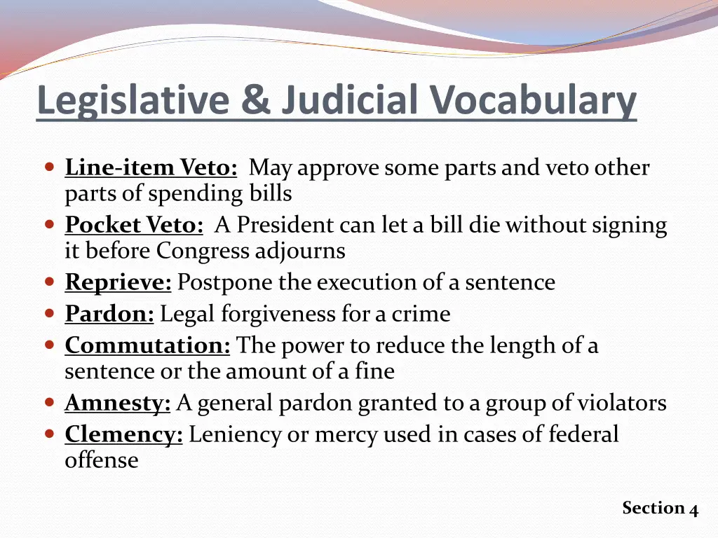 legislative judicial vocabulary