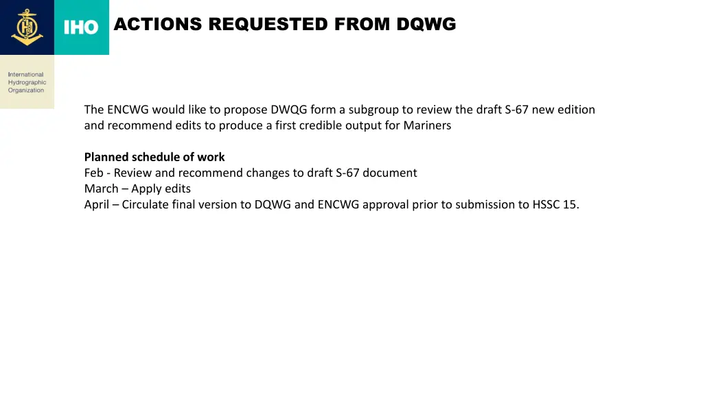 actions requested from dqwg
