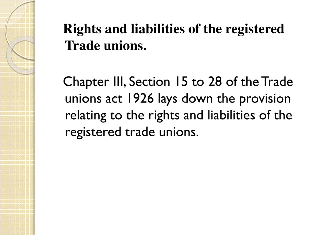 rights and liabilities of the registered trade