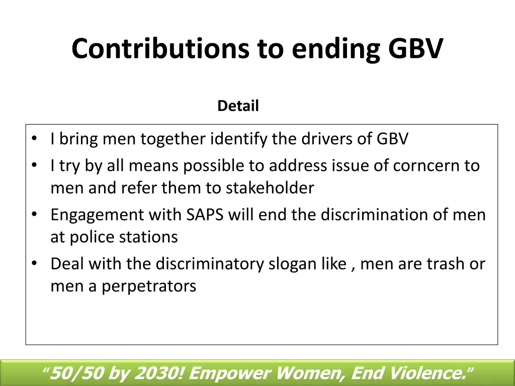 contributions to ending gbv