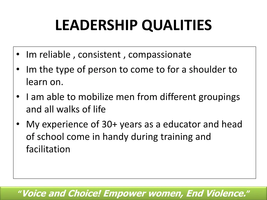 leadership qualities