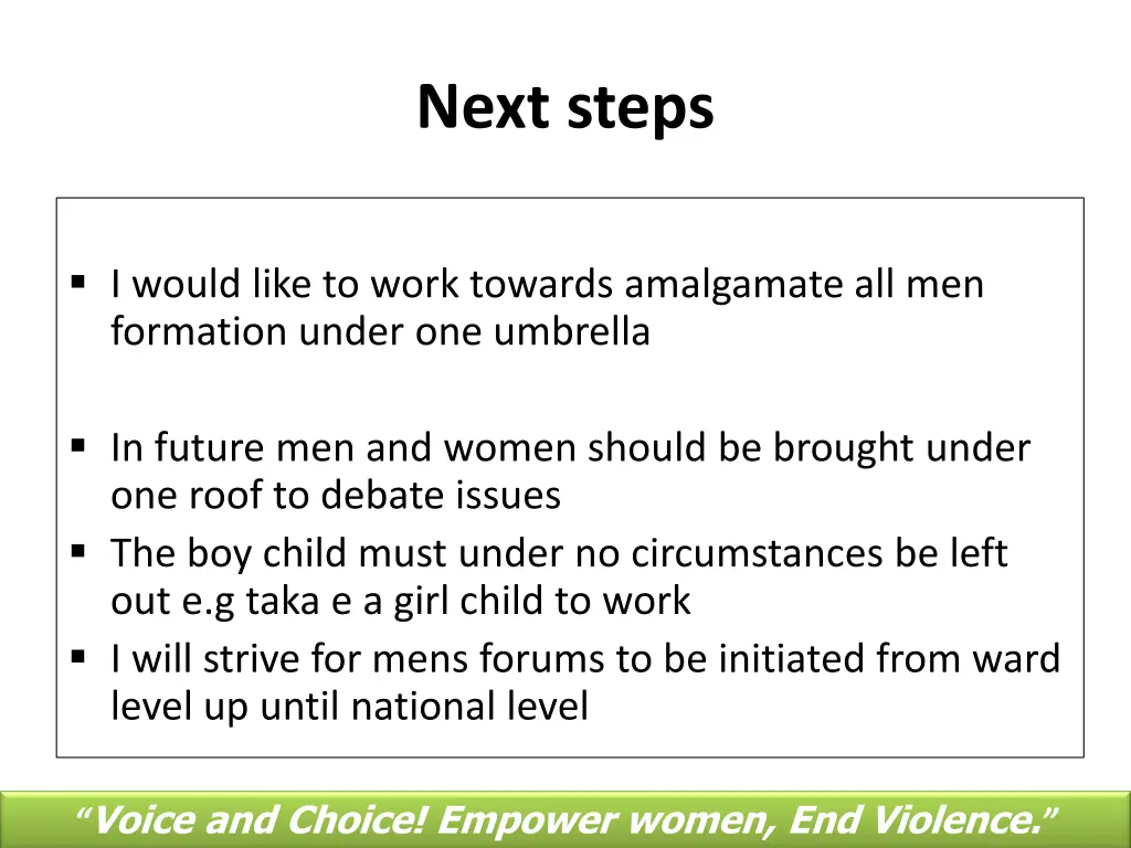 next steps