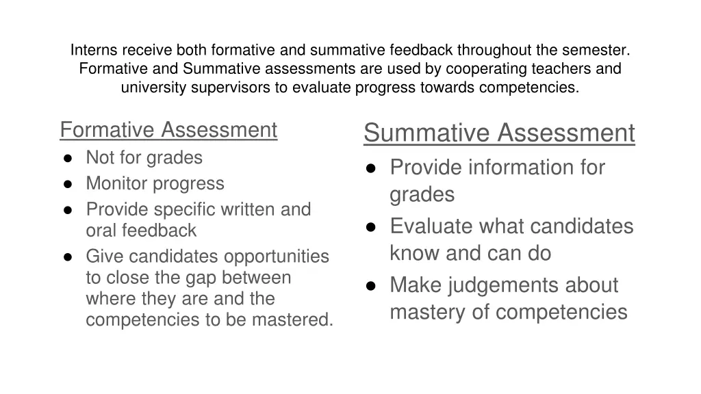 interns receive both formative and summative