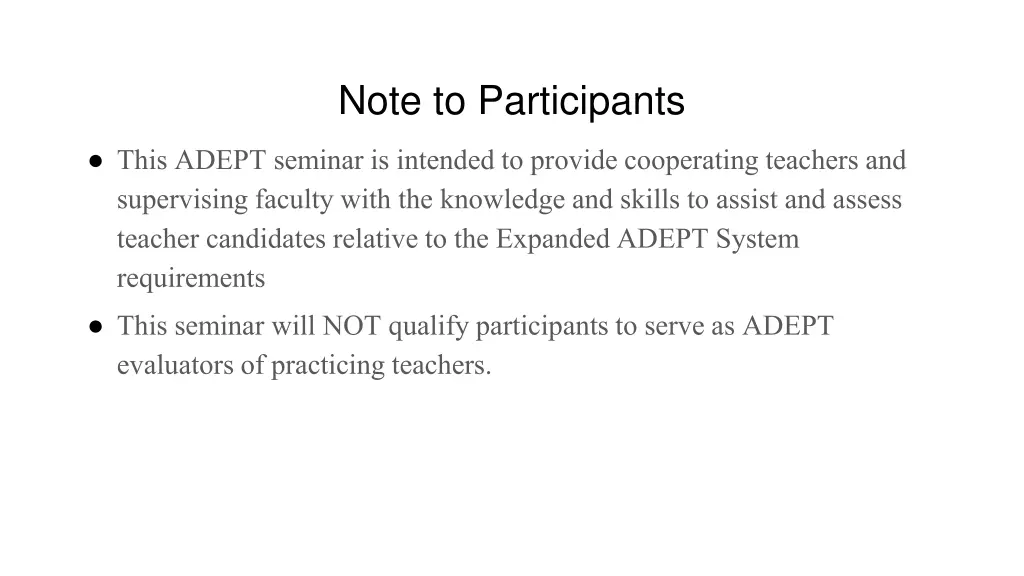 note to participants