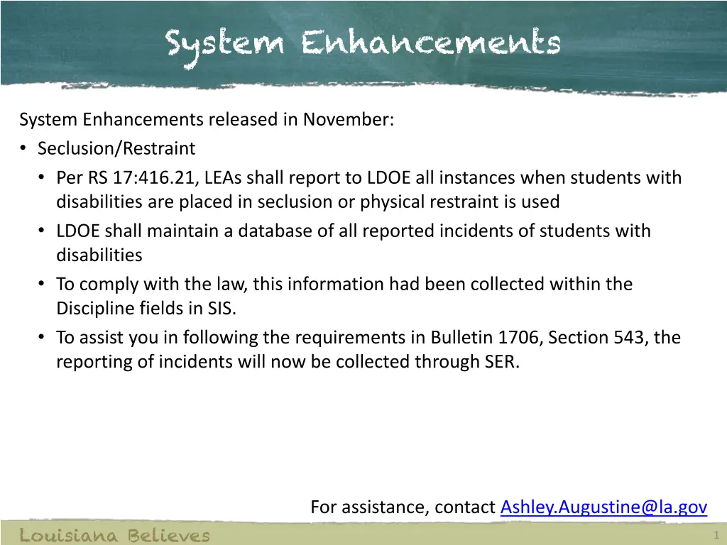 system enhancements