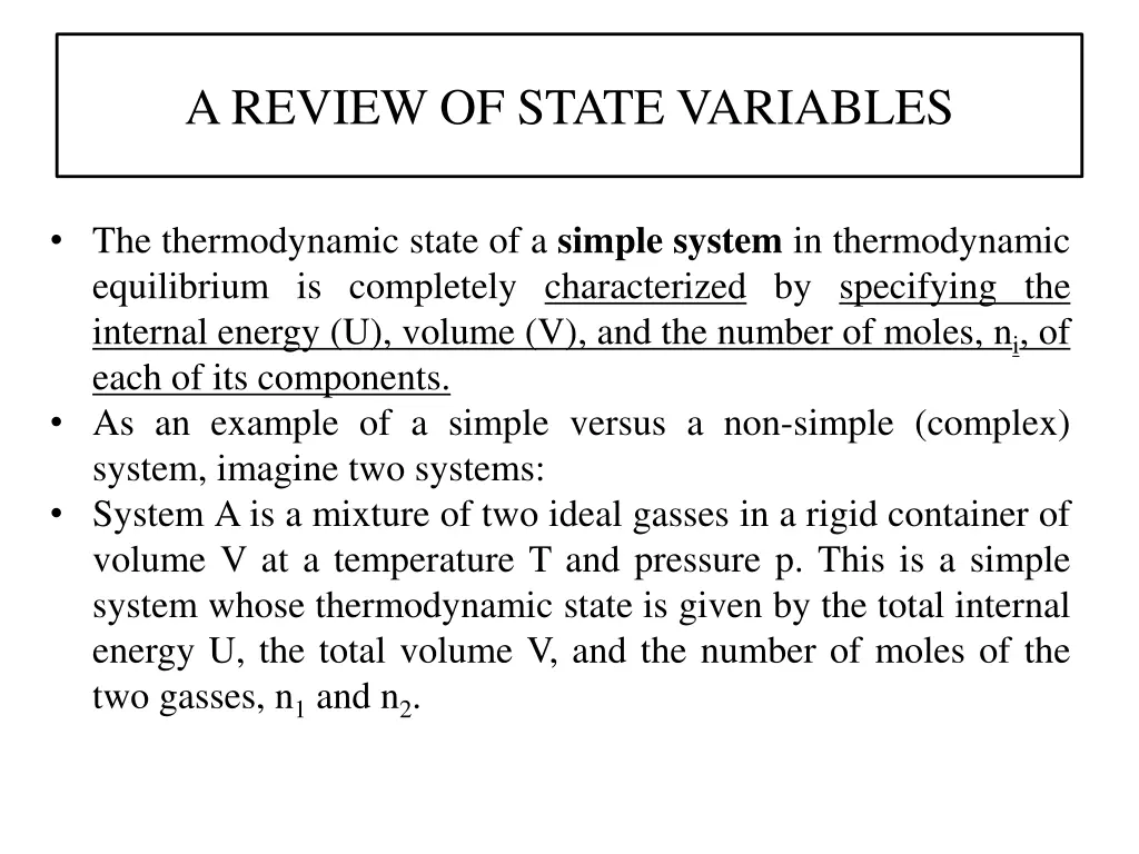 a review of state variables