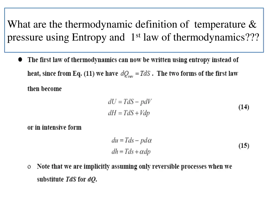 what are the thermodynamic definition