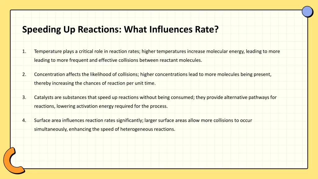 speeding up reactions what influences rate