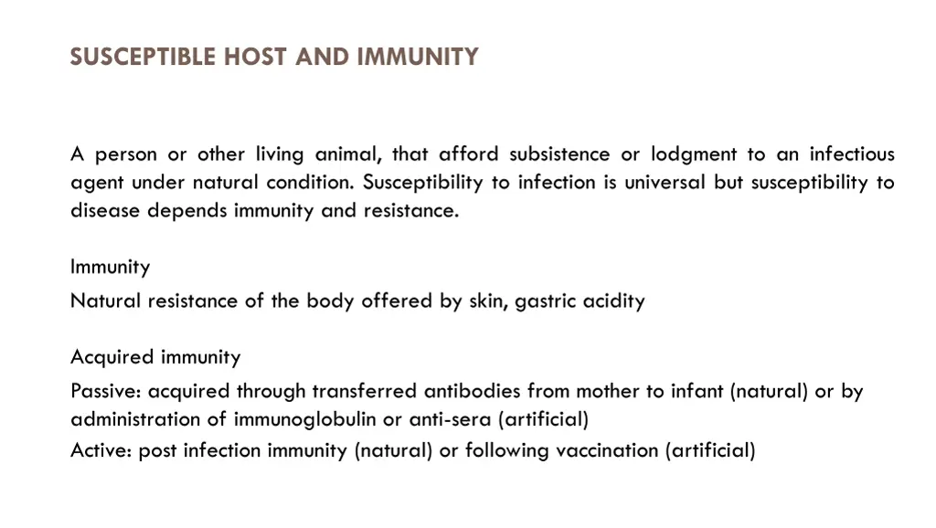 susceptible host and immunity