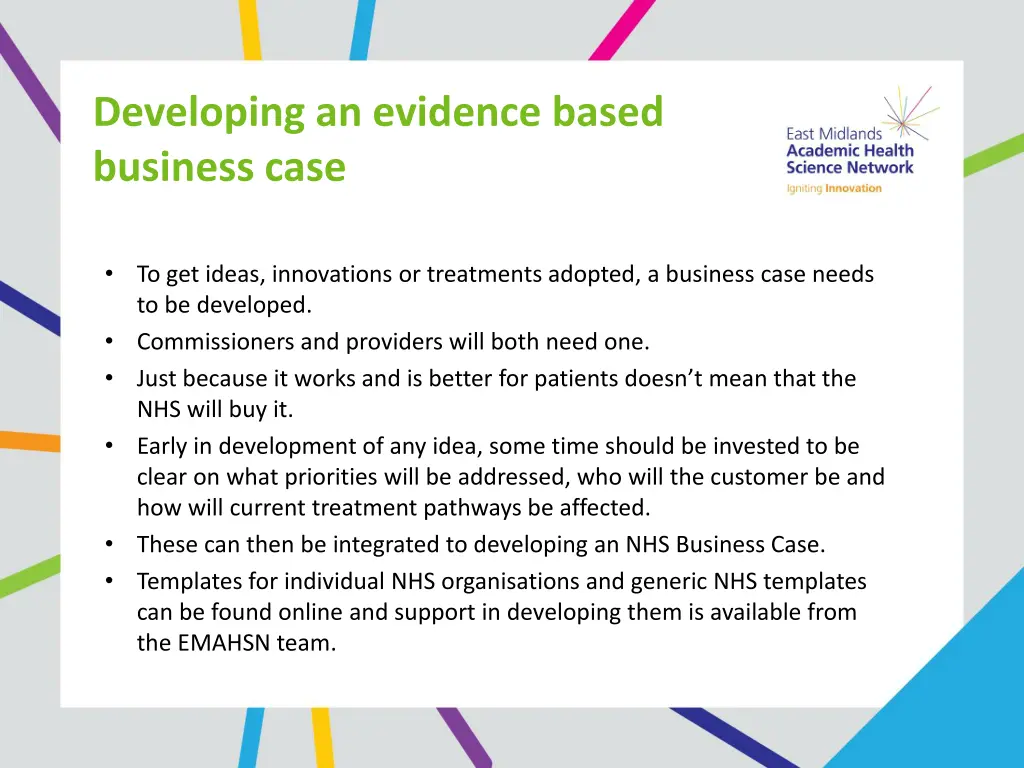 developing an evidence based business case